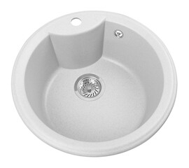 white stone kitchen sink isolated