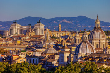 Fototapeta na wymiar City Of Rome Sunset Cityscape In Italy