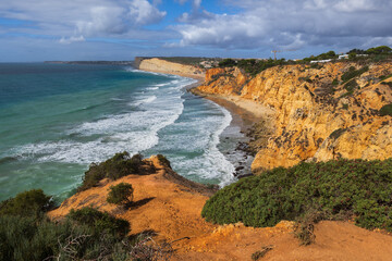 Algarve Coastline With Praia Do Canavial Beach In Portugal