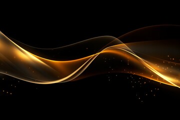 Glowing golden swirls on black background - vector illustration of light effects