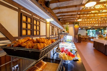 buffet breakfast in a self-service restaurant general view