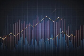 Naklejka premium Graph background with pointing up pointing down Stock illustration Market with balanced components and technology as an important component