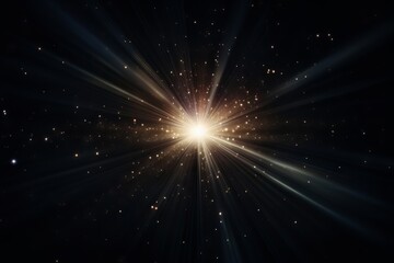 Naklejka premium Lens flare effect on black background: white sparkling light rays for creative design projects