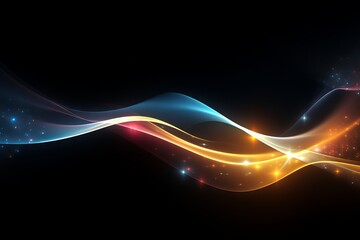 Naklejka premium Abstract background of glowing light trails on a dark backdrop