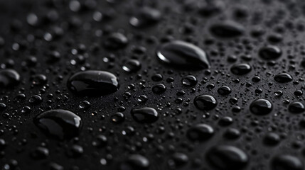 Water drops on black background. Macro close up