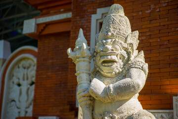 Denpasar, Bali, Indonesia - 02 Feb 2015: Bedogol, Dwarapala, gate guardian statue in Bali at the entrance of Denpasar, Bali airport