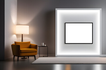 Frame mockup, ISO A paper size. Living room wall poster mockup. office room poster mockup. Interior mockup with house background. Modern interior design. like 3D render mockup image, poster mockup