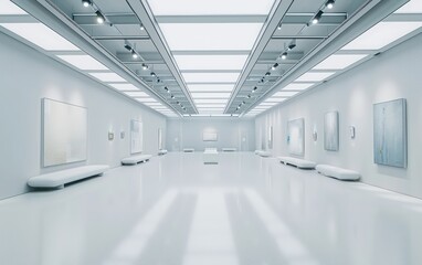 Blank white exhibition hall.