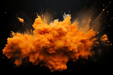 Orange explosion with dust cloud on black background - abstract vector illustration - obrazy, fototapety, plakaty