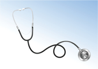 The stethoscope on white background. Hand drawn 3d Vector illustration