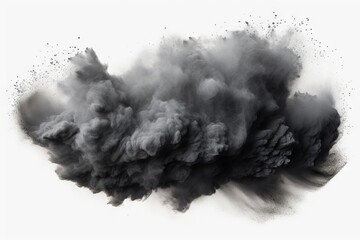 Realistic black dust cloud over white background