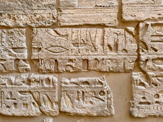 detail of a wall, Egyptian background with hieroglyphics 