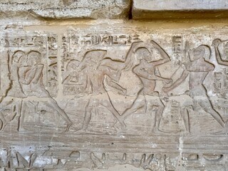 ancient egyptian bas relief on the wall with people 