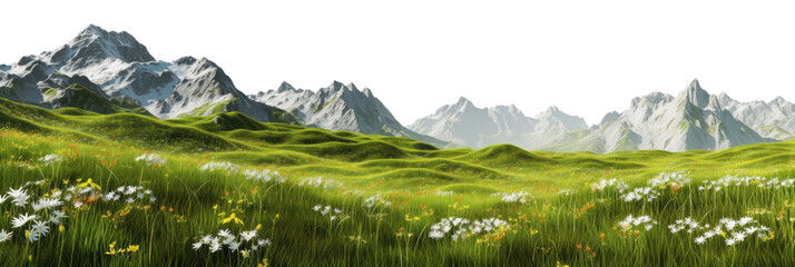 Alpine meadow on a transparent background - obrazy, fototapety, plakaty