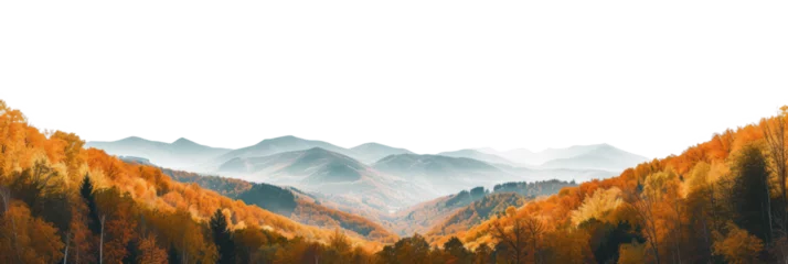 Foto op Canvas Panorama of a mountain autumn landscape, cut out - stock png. © Volodymyr
