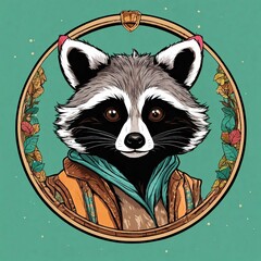 Cute Raccoon Cartoon Vector Icon Illustration. Animal Nature Icon Concept Isolated Premium Vector. Flat Cartoon Style
