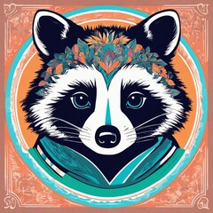 Cute Raccoon Cartoon Vector Icon Illustration. Animal Nature Icon Concept Isolated Premium Vector. Flat Cartoon Style