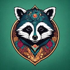 Cute Raccoon Cartoon Vector Icon Illustration. Animal Nature Icon Concept Isolated Premium Vector. Flat Cartoon Style