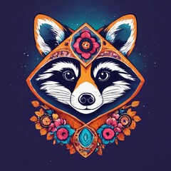 Cute Raccoon Cartoon Vector Icon Illustration. Animal Nature Icon Concept Isolated Premium Vector. Flat Cartoon Style
