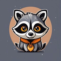 Cute Raccoon Cartoon Vector Icon Illustration. Animal Nature Icon Concept Isolated Premium Vector. Flat Cartoon Style