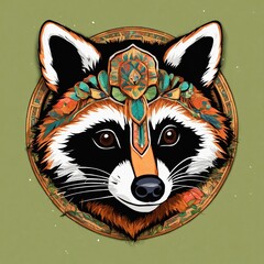 Cute Raccoon Cartoon Vector Icon Illustration. Animal Nature Icon Concept Isolated Premium Vector. Flat Cartoon Style