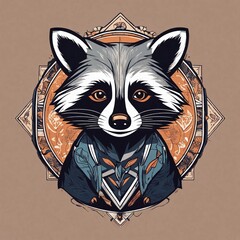 Cute Raccoon Cartoon Vector Icon Illustration. Animal Nature Icon Concept Isolated Premium Vector. Flat Cartoon Style