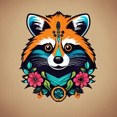Cute Raccoon Cartoon Vector Icon Illustration. Animal Nature Icon Concept Isolated Premium Vector. Flat Cartoon Style