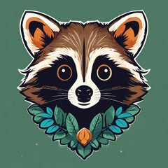 Cute Raccoon Cartoon Vector Icon Illustration. Animal Nature Icon Concept Isolated Premium Vector. Flat Cartoon Style