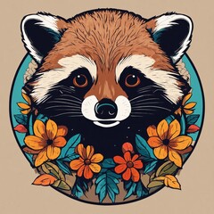 Cute Raccoon Cartoon Vector Icon Illustration. Animal Nature Icon Concept Isolated Premium Vector. Flat Cartoon Style