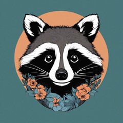 Cute Raccoon Cartoon Vector Icon Illustration. Animal Nature Icon Concept Isolated Premium Vector. Flat Cartoon Style