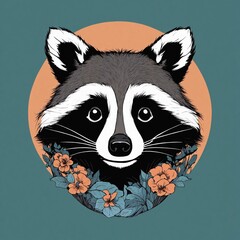 Cute Raccoon Cartoon Vector Icon Illustration. Animal Nature Icon Concept Isolated Premium Vector. Flat Cartoon Style