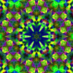 A captivating image where various media images are refracted through a kaleidoscope. psychedelic background. colorful Futuristic Background