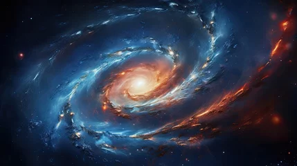 Türaufkleber The resplendent sight of a spiral galaxy teeming with billions of stars in the abyss of deep space, a cosmic masterpiece unveiling the splendor and magnitude of the universe. Generated by AI. © Татьяна Лобачова