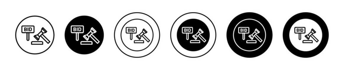 Auction vector icon set collection. Auction Outline flat Icon.