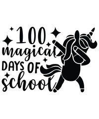 100 Magical Days Of SchoolHappy 100 days of school shirt print template, Typography design for back to school, 2nd grade, preschool, kindergarten, pre k
