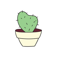 Hand drawn outline illustration with cactus.