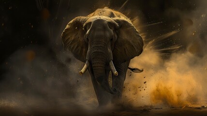 Aggressive Elephant - obrazy, fototapety, plakaty