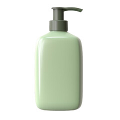 Front view of green Blank plastic hand soap dispenser bottle on cut out PNG transparent background