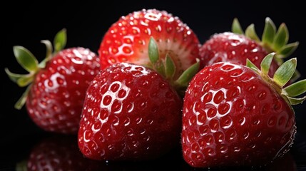 Straight 3 strawberries UHD wallpaper