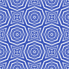 Striped hand drawn pattern. Indigo symmetrical