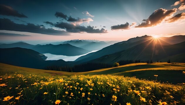 sunrise in the mountains