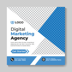 Creative digital marketing agency social media post design modern business square web banner template