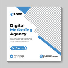 Creative digital marketing agency social media post design modern business square web banner template