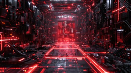 High Tech Lab, Surrounded by various electronic devices and monitors displaying complex data. Technology design background concept