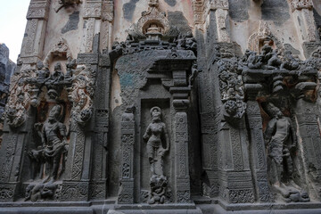 Kailasa Temple in the Ellora Caves complex in the Aurangabad District of Maharashtra, India. - 722852214