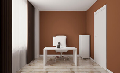 Open space office interior with like conference room. Mockup. 3D rendering.