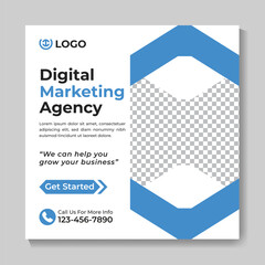 Creative digital marketing agency social media post design modern business square web banner template