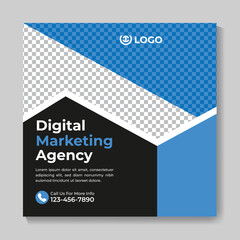 Creative digital marketing agency social media post design modern business square web banner template