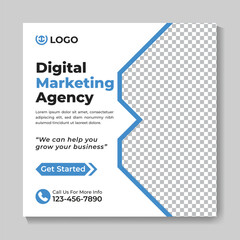 Modern digital marketing agency social media post design corporate business square web banner template