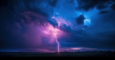 Dramatic lightning on a dark sky